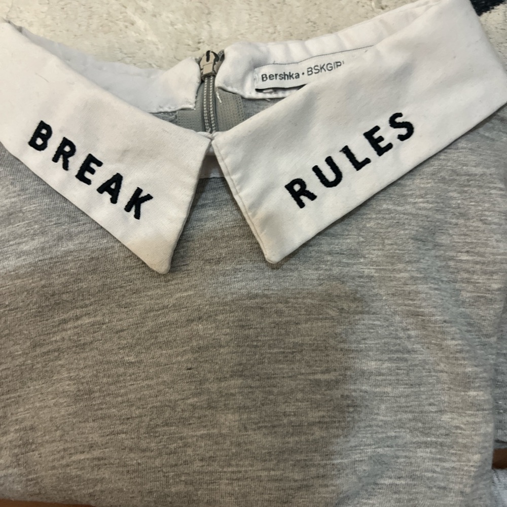 Bershka Gray Top with White Collar